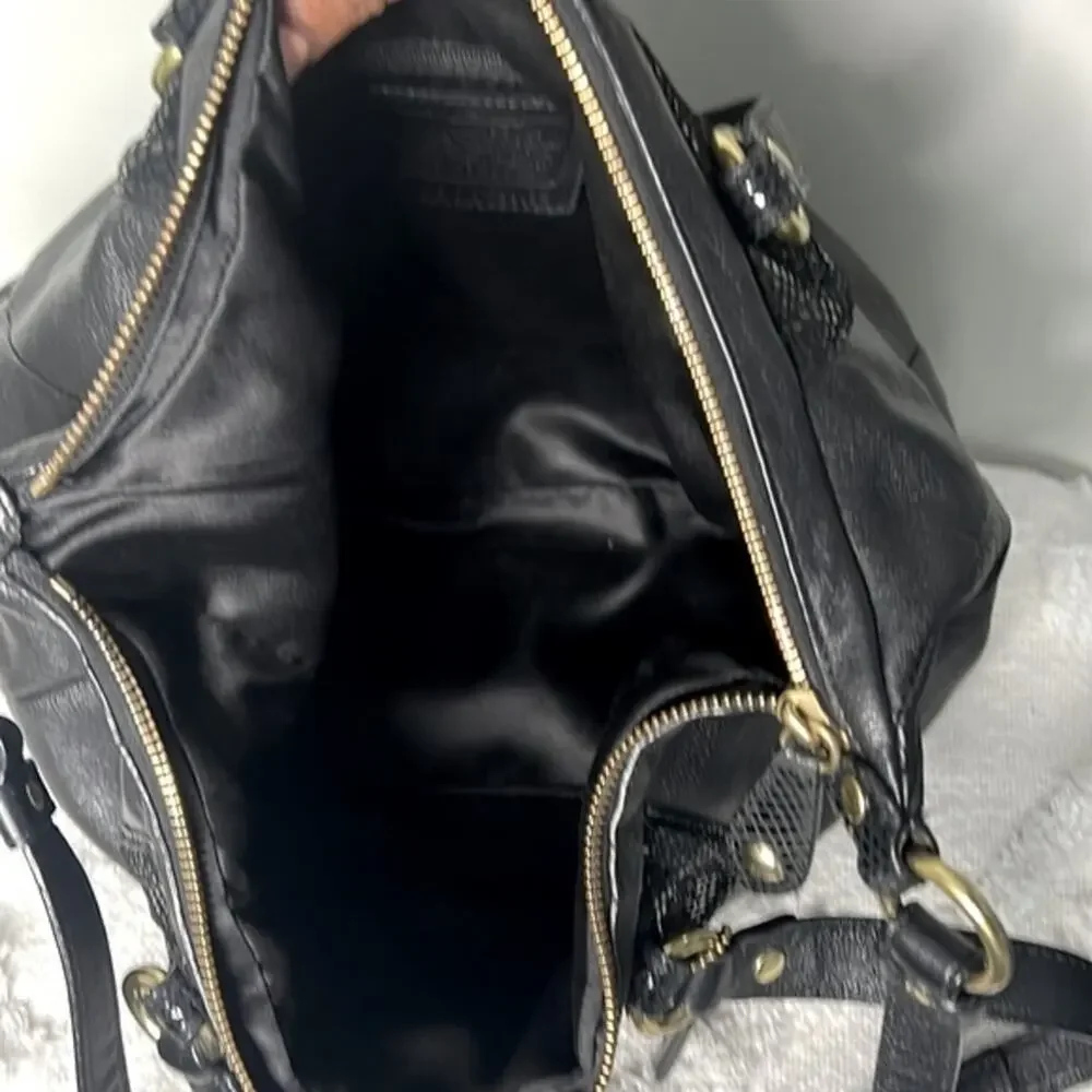 Coach Ashley Black Python Leather Satchel Purse